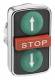 Schneider Electric ZB4BA73134 Schneider triple pushbutton arrow up gn STOP rt vorst. Down arrow.