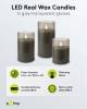 Goobay 3er-Set LED-Echtwachs-Kerzen im Glas, grau-transpa