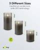 Goobay 3er-Set LED-Echtwachs-Kerzen im Glas, grau-transpa