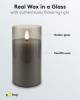 Goobay 3er-Set LED-Echtwachs-Kerzen im Glas, grau-transpa