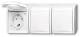Busch Jaeger 2CKA002084A0724 BJ 2300/3 EBW-54 Steckdose mit Klappdeckel waagerecht 3f ocean IP44 alpinweiss