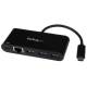 STARTECH.COM USB C Hub Powered 3 Port USB-C to USB-A 3x and GbE RJ45 1x USB to Ethernet USB Port Expander