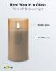 Goobay 3er-Set LED-Echtwachs-Kerzen im Glas, gold-transpa