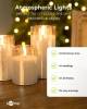 Goobay 3er-Set LED-Echtwachs-Kerzen im Glas, gold-transpa