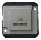 Merten MEG4366-7060 USB charging station, matt silver, PANZER
