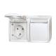Busch Jaeger 2CKA002084A0715 20/2EWN-54 socket outlet with hinged cover horizontal 2-way ocean IP44 alpin white