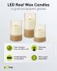 Goobay 3er-Set LED-Echtwachs-Kerzen im Glas, weiß, mit Ha