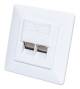 Intellinet 771900 2-port Cat6 10G RJ45 network socket, shielded flush mounting, junction box with front panel, STP, signal white RAL9003