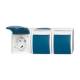 Busch Jaeger 2CKA002084A0704 2300/3 EWN-53 socket outlet with hinged cover horizontal 3-pole ocean IP44 grey/blue