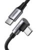 UGREEN US334 USB-C auf USB-C 100W Ladekabel 1x Winkelstecker Nylon-Ummantelung Aluminium 1m schwarz