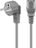 Goobay 50076 abgewinkeltes Kaltgeräte-Anschlusskabel, 2 m, Grau, 3×0,75 mm², Schutzkontaktstecker Hybrid (Typ E/F, CEE 7/7) 90° > Gerätebuchse C13 (Kaltgeräteanschluss)