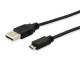 Equip Kabel USB-A2.0->Micro-B St/St 1.00m schwarz Polybeutel