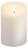 Goobay LED real wax candle, white, 10 x 15 cm, 150 mm - with timer function and 3D flame cone, battery operated, warm white (2700 K)