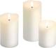 Goobay 3er-Set LED-Echtwachskerzen, weiß - with timer function and 3D-flame cone, battery operated, warm white (2700 K)