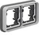 Hager WNA402 frame 2-way horizontal UP W.1 IP55 grey