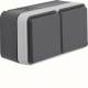 Hager WNC162 socket SCHUKO AP 2-way horizontal with hinged cover raised BS 2 cable entry, W.1 IP55