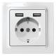 Eltako DSS55E+2xUSBA-wg SCHUKO socket E-Design55 pure white glossy 30055896