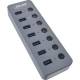 InLine® USB 3.2 Gen.1, 7-Port, mit Schalter, Aluminium, grau, mit Netzteil