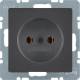 Berker 6167036086 Steckdose ohne Schutzkontakt Q.1/Q.3 anthrazit, samt