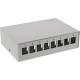 InLine® Patchfeld-Dose Aufputz für 8x Keystone RJ45, Metall, lichtgrau RAL7035