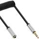 InLine® Slim Audio Spiralkabel Klinke 3,5mm ST/BU, 4pol, Stereo, 2m