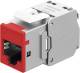 Goobay Keystone module RJ45 CAT 6A, STP, Slim, red, 16.6 mm wide, crocodile type, cut clamp for tool-free LSA mounting