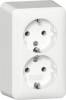 Gira 478013 SCHUKO double socket outlet AP with mounting plate pure white