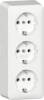 Gira 478913 SCHUKO triple socket outlet AP with mounting plate pure white