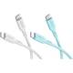 Goobay Silicone Cable Crystal Lagoon Set 2x USB-C-Silikonkabel, 1,5 m, weiß;türkis, 60 W, 3 A, weiches und robustes Ladekabel für USB-C-Geräte
