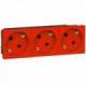 Legrand 077273 Schuko-Steckdose 45° 3-fach 6-modulig Mosaic rot