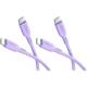 Goobay Silicone Cable Set 2x USB-C-Silikonkabel, 1,5 m, lila, 60 W, 3 A, weiches und robustes Ladekabel für USB-C-Geräte