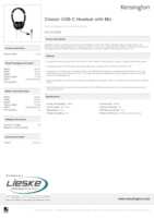 Datasheet for Kensington K97457WW, EAN: 5028252620307