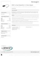 Datasheet for Kensington K38280WW, EAN: 0085896382805