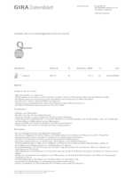 Datasheet for Gira 506100, EAN: 4010337099284