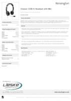 Datasheet for Kensington K97601WW, EAN: 0085896976011
