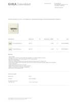 Datasheet for Gira 415701, EAN: 4010337094500