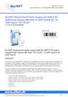 Datasheet for Allnet PSU-GaNPD-USB-1A3C-200W, EAN: 4038816125460