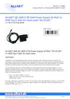 Datasheet for Allnet PSU-GaNPD-USB-F1C-45W, EAN: 4038816127846