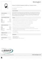 Datasheet for Kensington K97464WW, EAN: 0085896974642