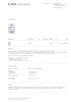 Datasheet for Gira 122200, EAN: 4010337886105