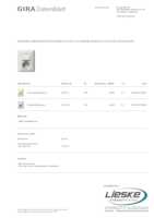 Datasheet for Gira 017603, EAN: 4010337176039