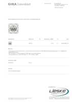 Datasheet for Gira 245200, EAN: 4010337881797