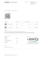Datasheet for Gira 312700, EAN: 4010337039198