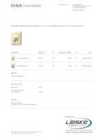 Datasheet for Gira 017601, EAN: 4010337176015