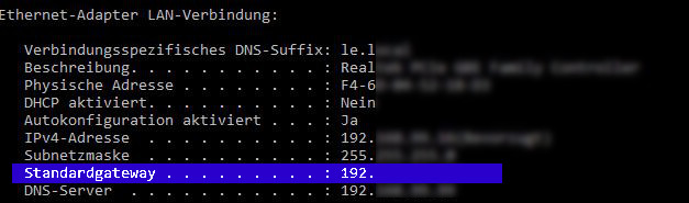 CMD IP-Konfiguration