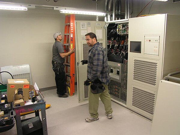 Large 500 kVA UPS being installed in a data centre